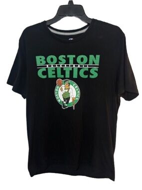 BOSTON CELTICS Large NBA black basketball T shirt classic logo